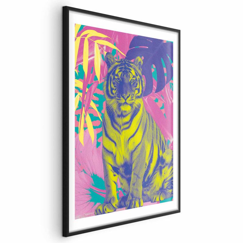 Plakat Artgeist Kolorowy tygrys 60x90 cm z ramą czarną 1 szt