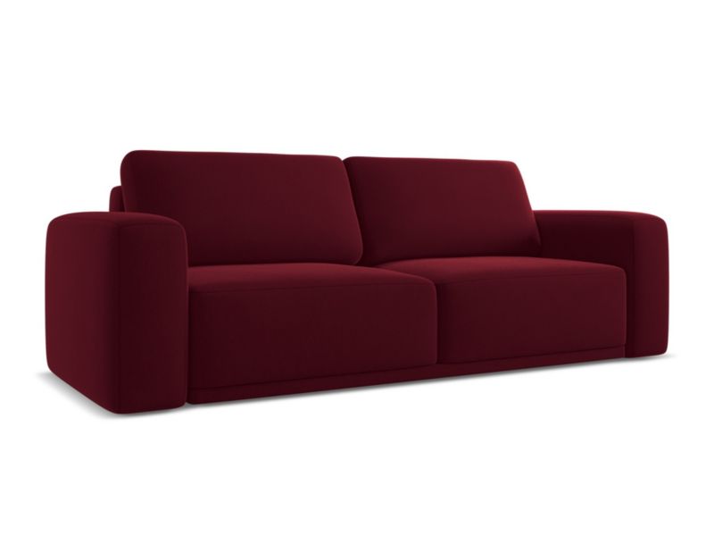 Kanapa 3-osobowa z funkcją spania Makamii Kaila z weluru 242x100 cm burgundowy 1 szt.