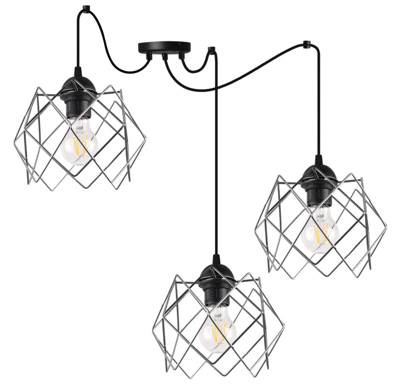 Lampa sufitowa wisząca Light Home LH Pająk Stella 3x E27 60W klosz chrom 1szt.