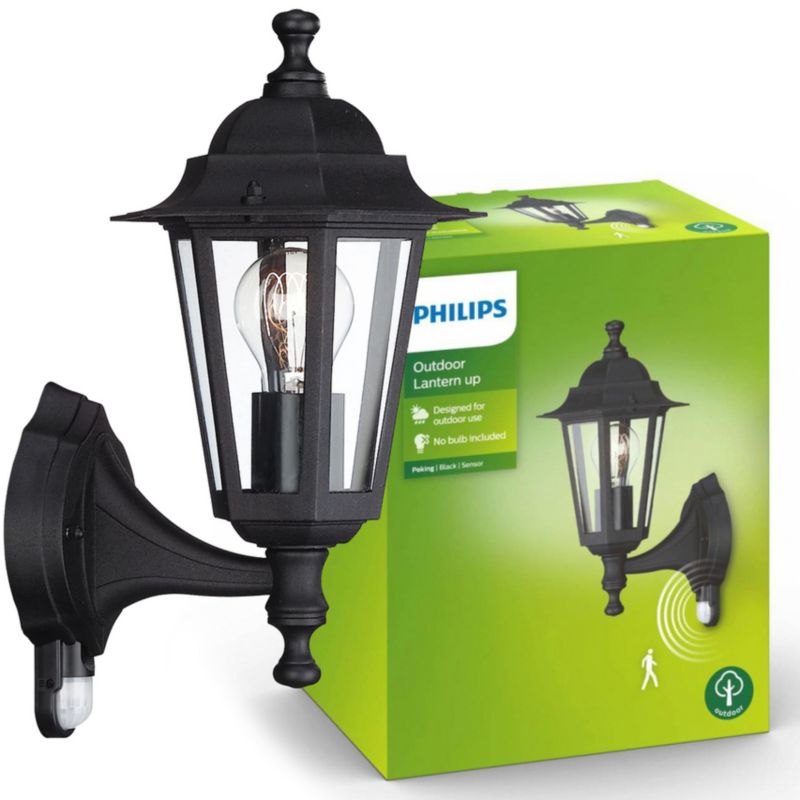 Kinkiet ogrodowy Philips zewnętrzny z czujnikiem ruchu PEKING E27 czarny IP44 1 szt.