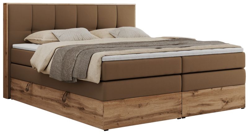 Łóżko kontynentalne MKS Meble ALBERO 1 KING 120x200 H4 Brązowy ecoskóra 1szt.
