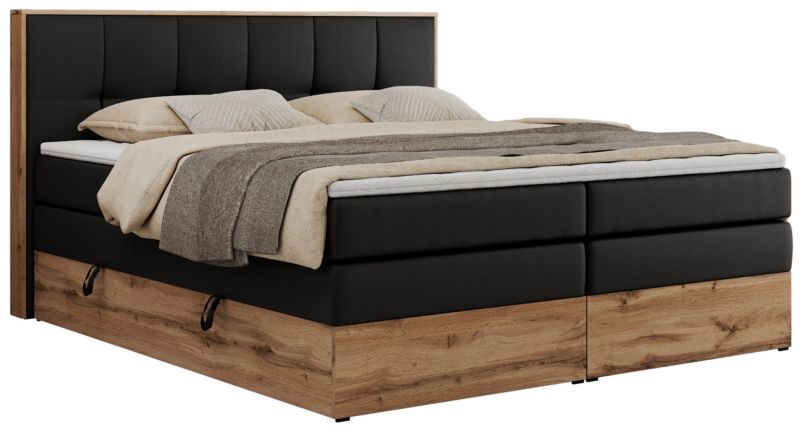 Łóżko kontynentalne MKS Meble ALBERO 1 KING 140x200 H3 Czarny ecoskóra 1szt.