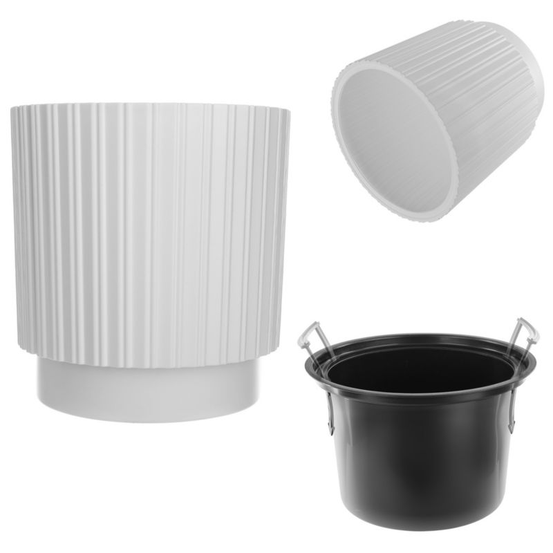 Doniczka KADAX Donica Na Kwiaty 40cm Osłonka Z Wkładem Kwietnik Plastikowa Biała 1 szt.