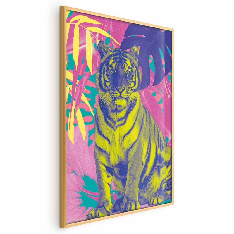 Plakat Artgeist Kolorowy tygrys 60x90 cm z ramą złotą 1 szt