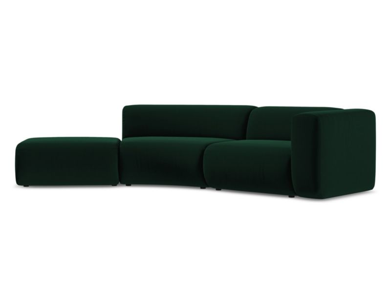 4-osobowa kanapa modułowa lewa Makamii Ekahi z weluru 335x166 cm butelkowa zieleń 1 szt.