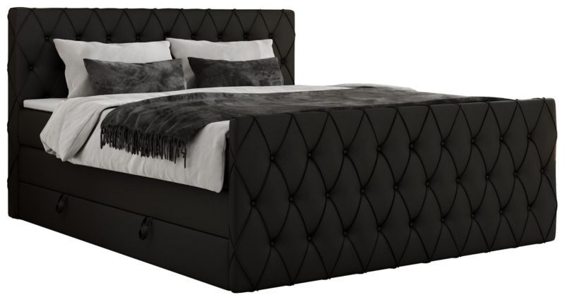 Łóżko kontynentalne MKS Meble MIREN KING DUO 200x200 H4 Czarny ecoskóra 1szt.
