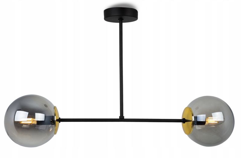Lampa sufitowa wisząca Light Home LH Tulza 2x E14 40W klosz złoty/dymiony 1szt.
