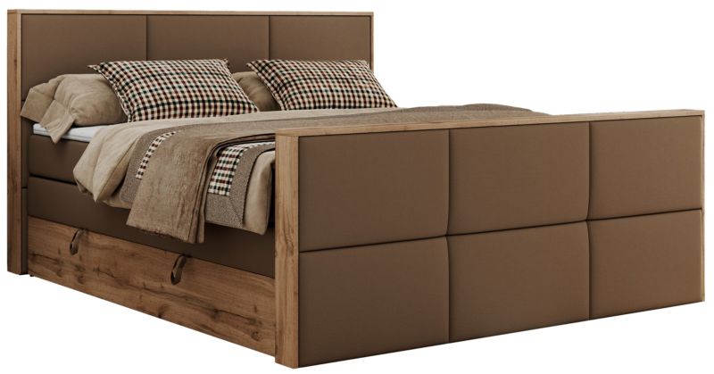 Łóżko kontynentalne MKS Meble ALBERO 2 KING DUO 160x200 H3 Brązowy ecoskóra 1szt.