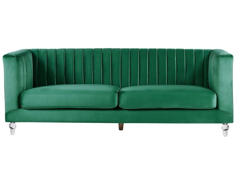 Sofa 3-osobowa welurowa zielona Arvika 1 szt.