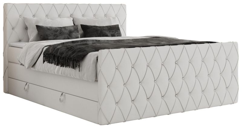 Łóżko kontynentalne MKS Meble MIREN KING DUO 180x200 H4 Biały ecoskóra 1szt.