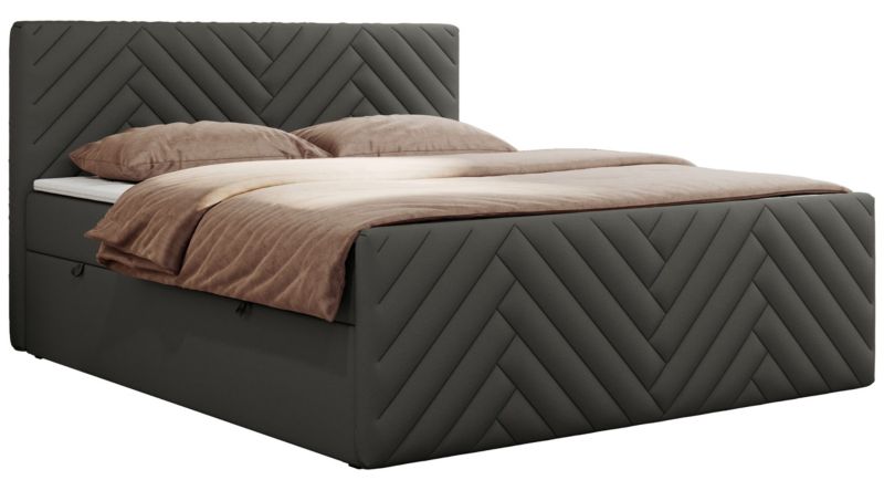 Łóżko kontynentalne MKS Meble PARIS DUO 180x200 H4 Szary ecoskóra 1szt.