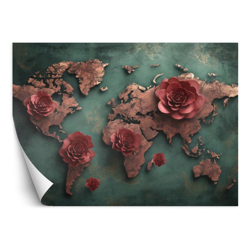 Fototapeta Feeby Kwiaty Mapa Świata Róża 150x105 1 szt
