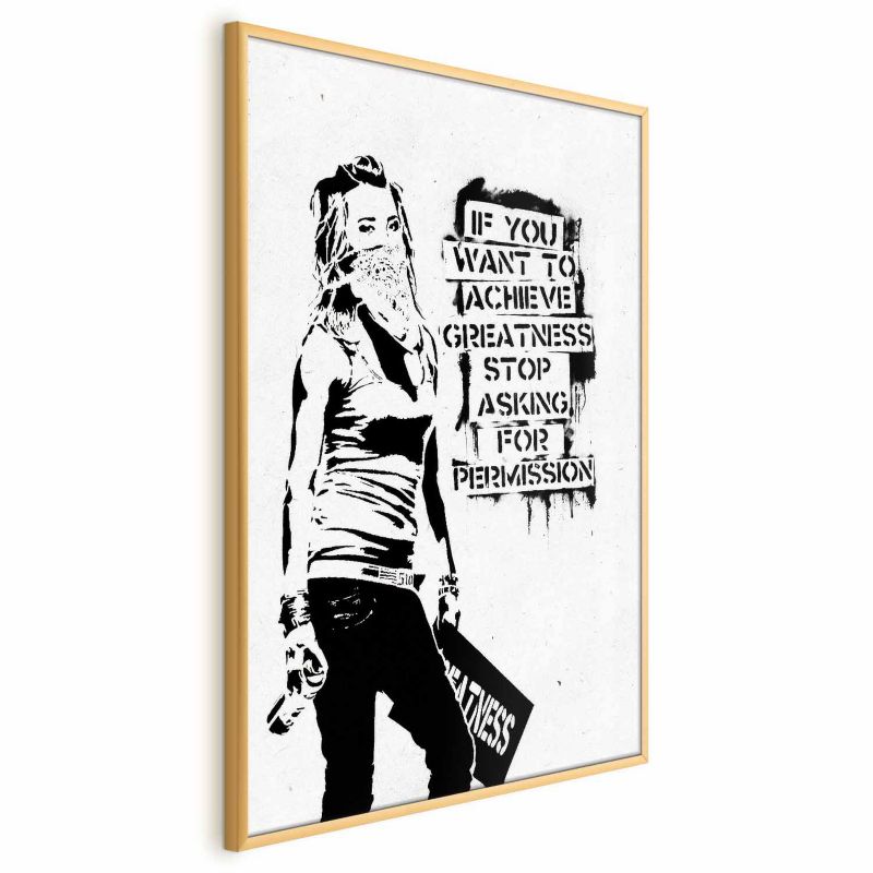 Plakat Artgeist Dziewczyna z graffiti 40x60 cm z ramą złotą 1 szt