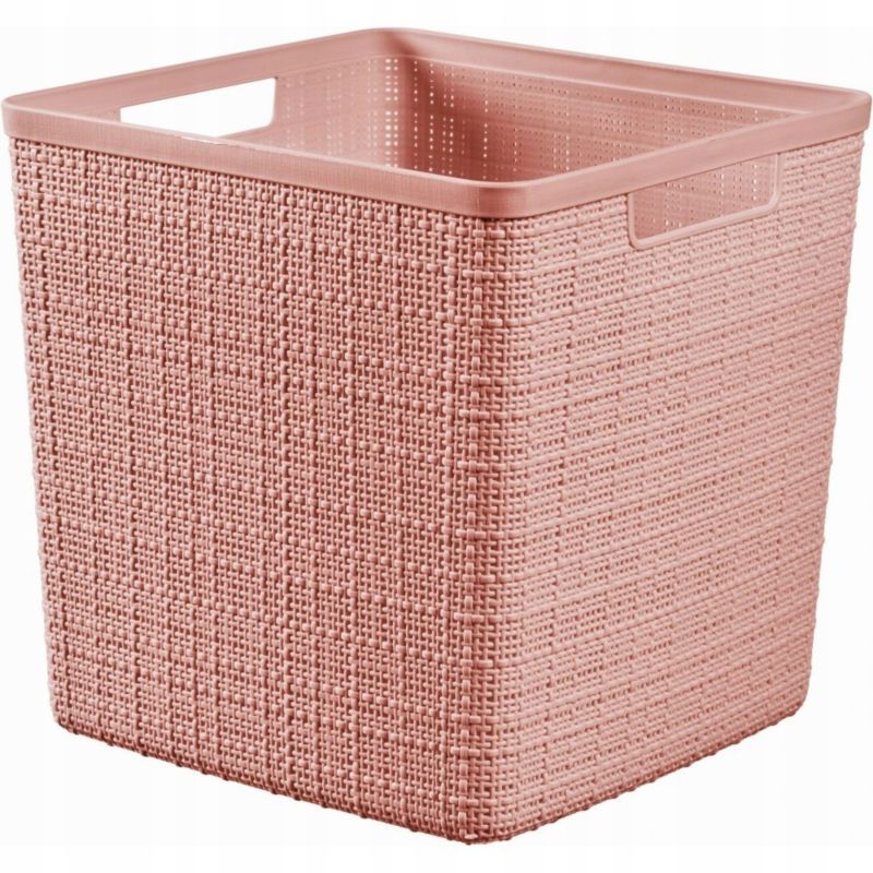 Koszyk kwadratowy Curver Jute 17L, pudrowy róż