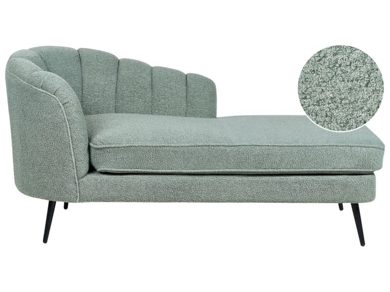 Szezlong boucle lewostronny zielony Allier 1 szt.