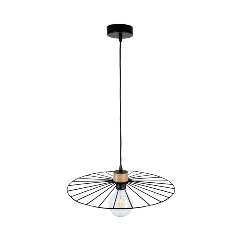 Metalowa Lampa Wisząca SPOT Light 1xE27 Max.60W Dąb Olejowany FSC, Czarny Klosz, 1 szt.