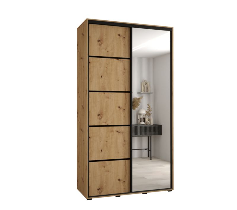Szafa przesuwna Abiks DAVOS 5 wysoka szer.130cm gł.60cm artisan/artisan/czarny 1szt.