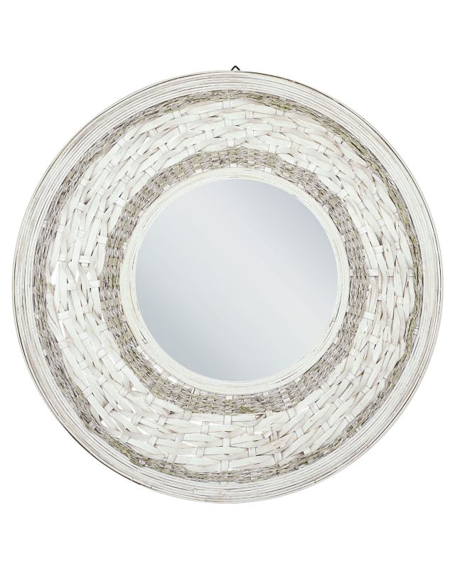 Lustro ścienne Soledad 61 cm 61 cm Drewno bambusowe Biały 1 szt.