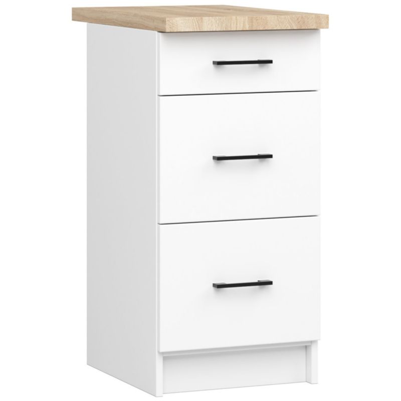 Szafka kuchenna Akord S40 z blatem system Oliwia Biała 40 cm 3 szuflady kolor Biały mat 40x46x85 cm 1 szt.
