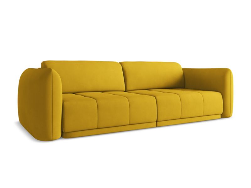 Kanapa 4-osobowa Makamii Hoku z tkaniny szenilowej 250x105 cm musztardowy 1 szt.