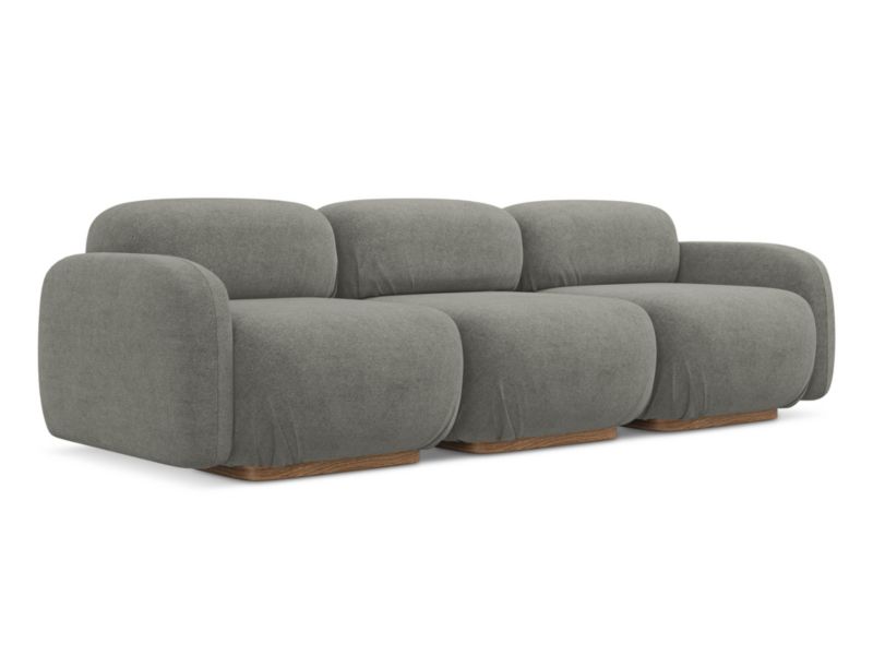 4-osobowa kanapa modułowa Makamii Ailani z tkaniną boucle 270x95 cm szary beż 1 szt.