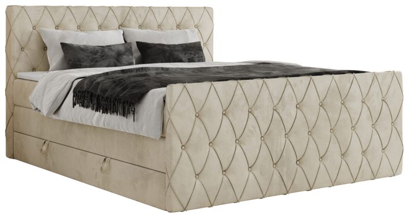 Łóżko kontynentalne MKS Meble MIREN KING DUO 180x200 H3 Beżowy welvet 1szt.
