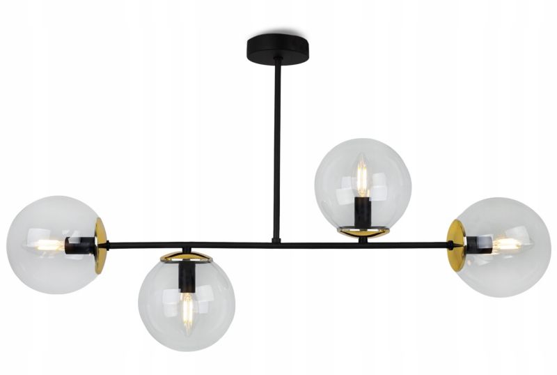 Lampa sufitowa wisząca Light Home LH Tulza 4x E14 40W klosz złoty/bezbarwny 1szt.
