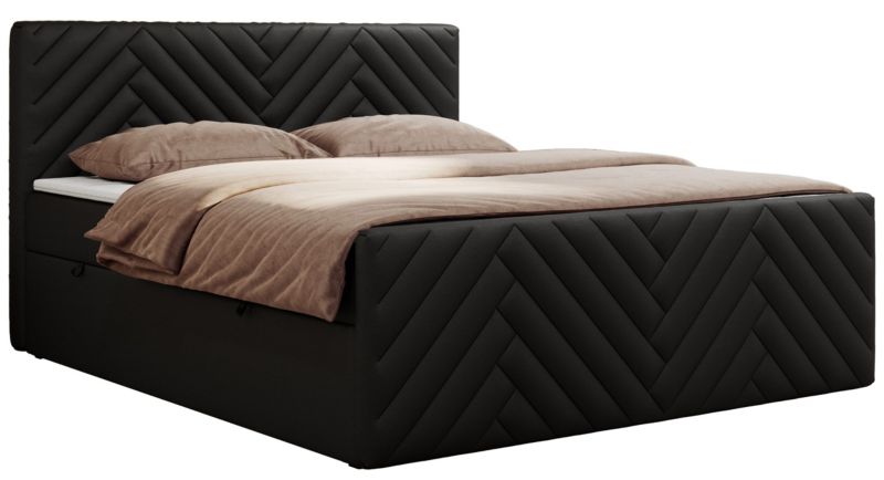 Łóżko kontynentalne MKS Meble PARIS DUO 140x200 H3 Czarny ecoskóra 1szt.