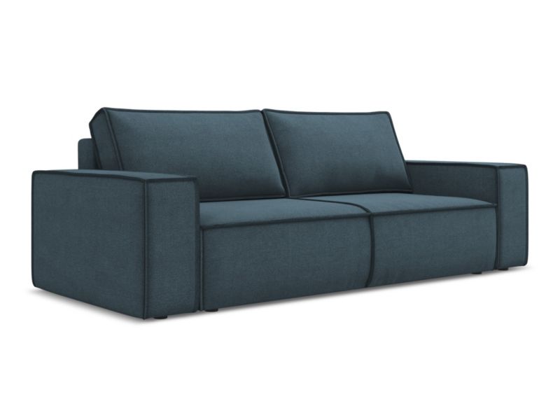 Kanapa 3-osobowa z funkcją spania Makamii Kimo z tkaniny strukturalnej 255x105 cm jeans 1 szt.