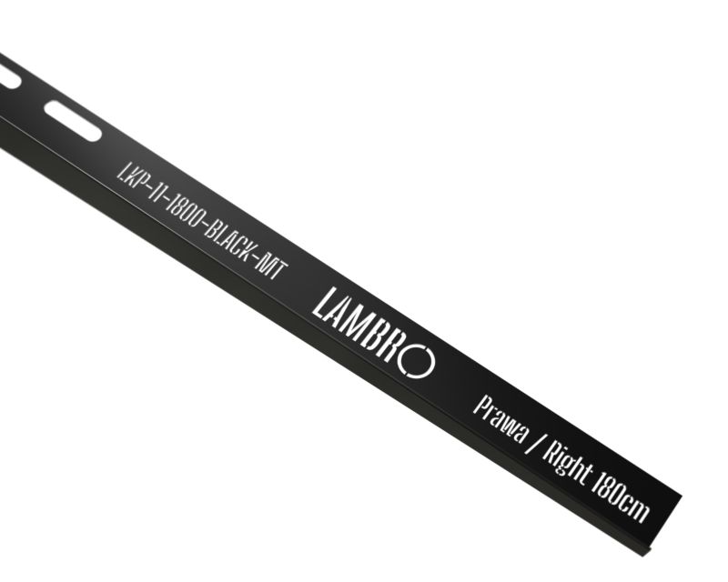 Listwa brodzikowa krawędziowa spadkowa prawa Lambro czarny mat RAL 9005 180cm 1 szt.