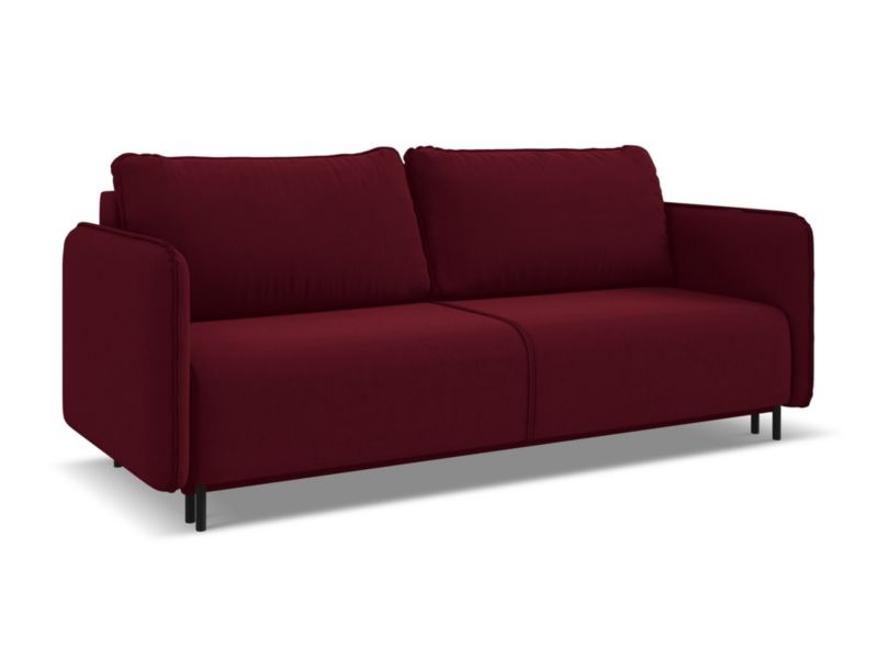 Kanapa 3-osobowa z funkcją spania Makamii Luana z weluru 226x92 cm burgundowy 1 szt.