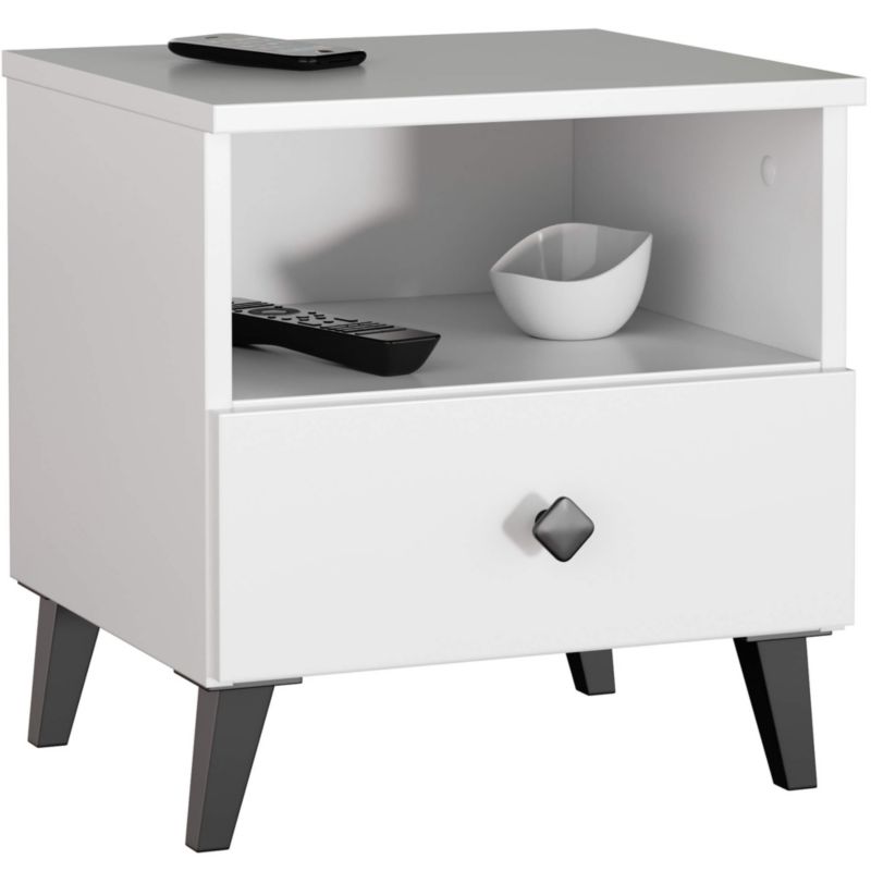 Szafka nocna Akord Mobi Biała 40 cm 1 szuflada kolor Biały mat 1 półka 40x37x43 cm 1 szt.