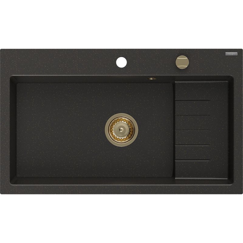 Zlewozmywak granitowy Mexen Oscar 1-komorowy czarny 580x490 mm - 6519581000-77-B 1 szt.