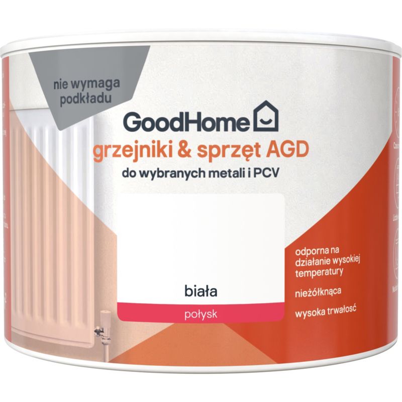 Farba do grzejników i sprzetu AGD GoodHome biały połysk 0,375 l