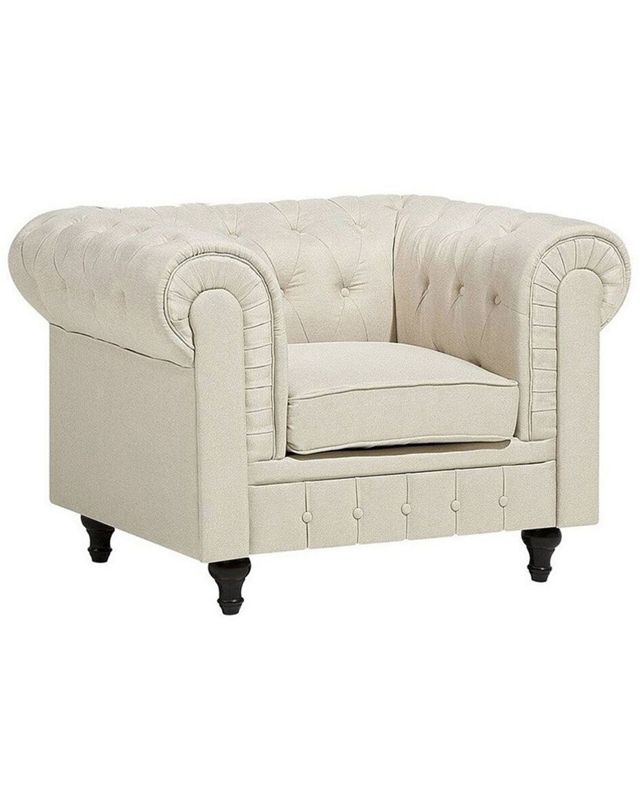 Fotel Chesterfield Beżowy 1 szt.