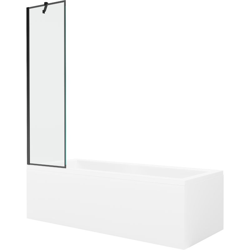 Wanna prostokątna Mexen Cubik 150 x 70 cm z obudową i parawanem 1-skrzydłowym 50 cm czarny wzór 550315070X9505007070 1 szt.