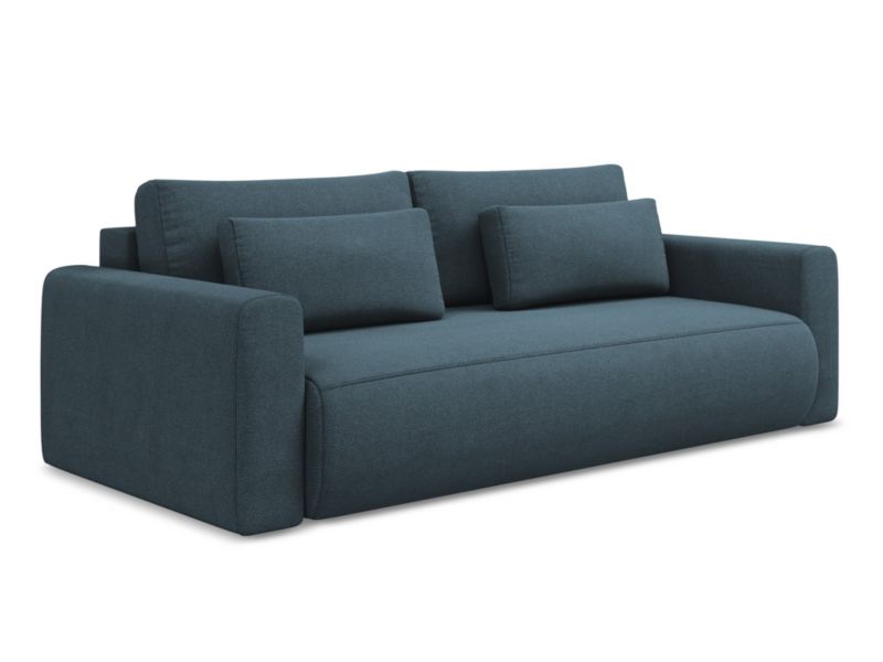 Kanapa 3-osobowa z funkcją spania Makamii Kapua z tkaniny strukturalnej 238x105 cm jeans 1 szt.