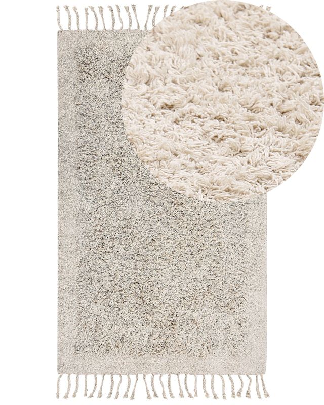 Dywan shaggy bawełniany 80 x 150 cm beżowy Bitlis 1 szt.