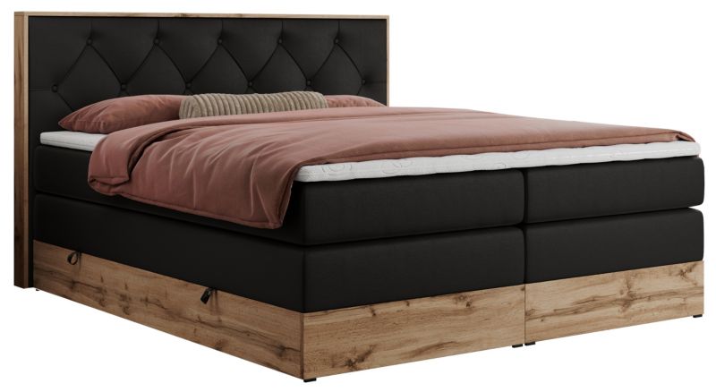Łóżko kontynentalne MKS Meble VENETO KING 140x200 H3 czarny ekoskóra 1szt.