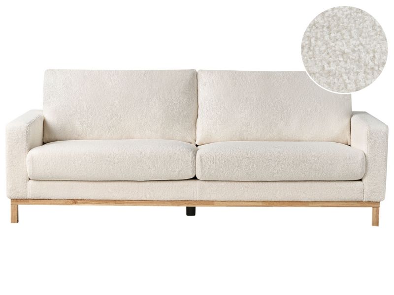 Sofa 3-osobowa biała boucle Siggard 1 szt.