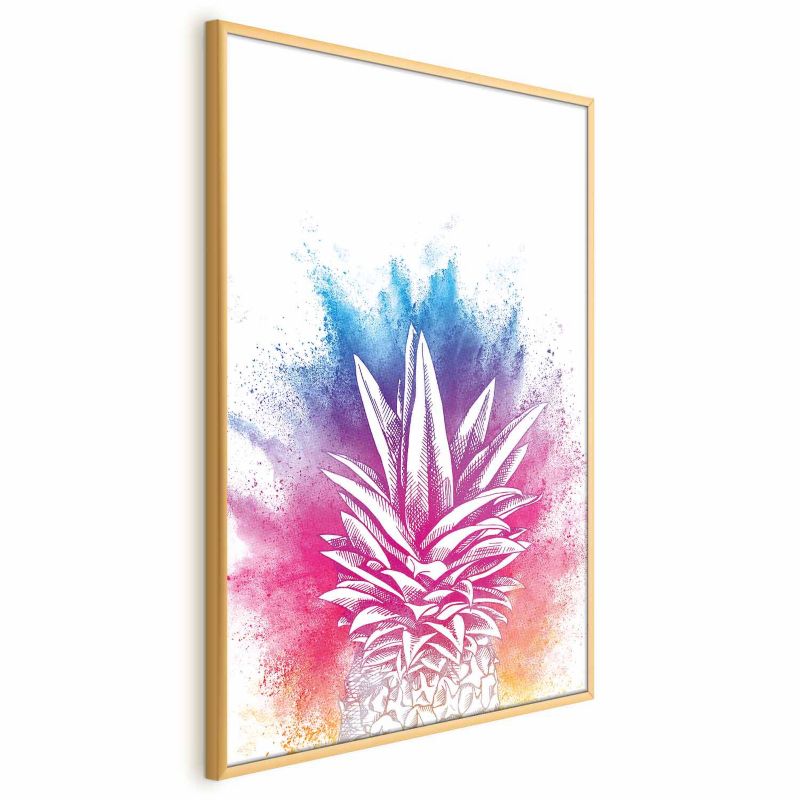 Plakat Artgeist Kolorowy ananas 21x30 cm z ramą złotą 1 szt