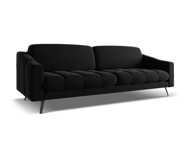 Kanapa 4-osobowa Makamii Nalu z weluru 238x95 cm czarny 1 szt.