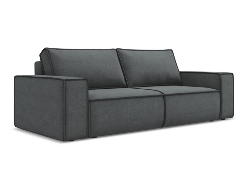 Kanapa 3-osobowa z funkcją spania Makamii Kimo z tkaniny strukturalnej 255x105 cm szary 1 szt.