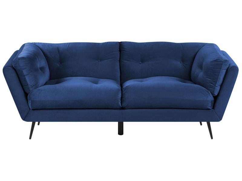 Sofa 3-osobowa welurowa niebieska Lenvik 1 szt.