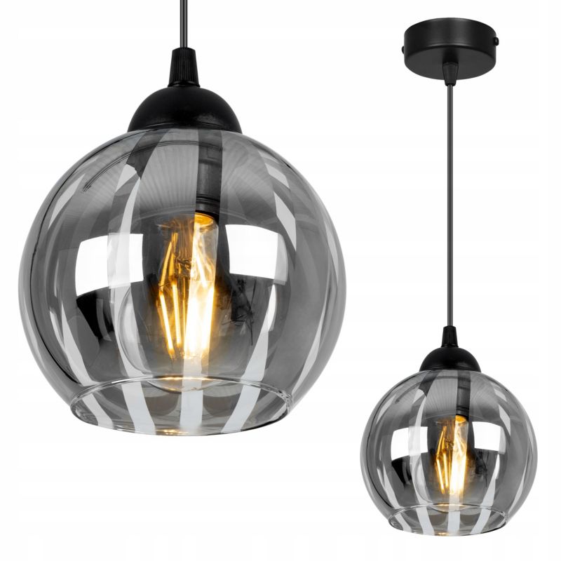 Lampa sufitowa wisząca Light Home LH Eliza metalowa 1x E27 60W czarny/szary 1szt.