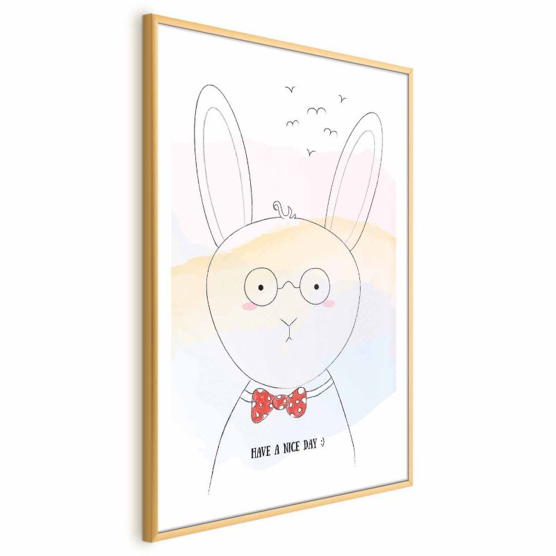 Plakat Artgeist Pozdrowienia od królika 60x90 cm z ramą złotą 1 szt