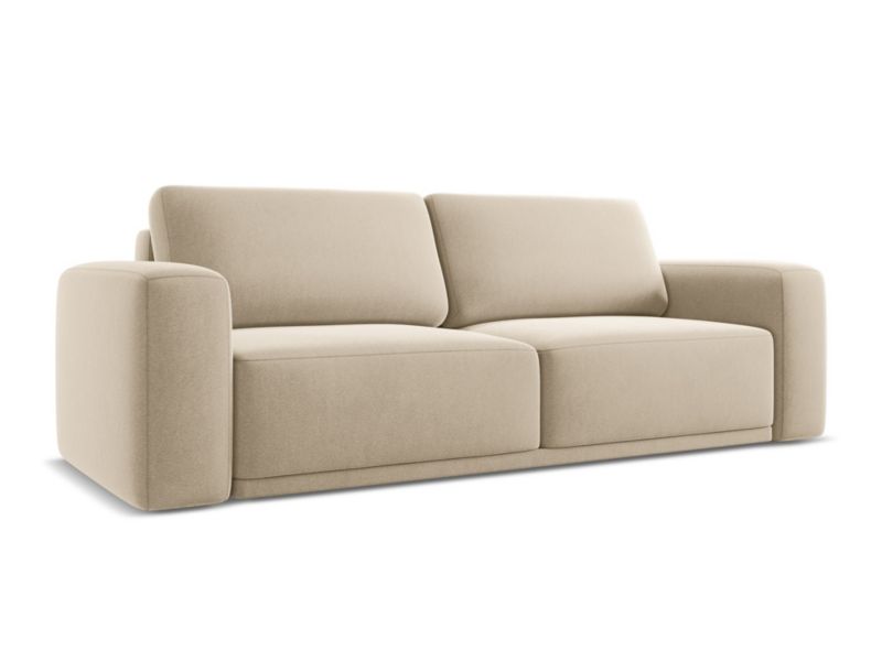 Kanapa 3-osobowa z funkcją spania Makamii Kaila z weluru 242x100 cm jasny beż 1 szt.