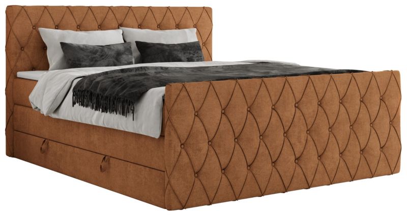 Łóżko kontynentalne MKS Meble MIREN KING DUO 120x200 H4 Pomarańczowy struktura 1szt.
