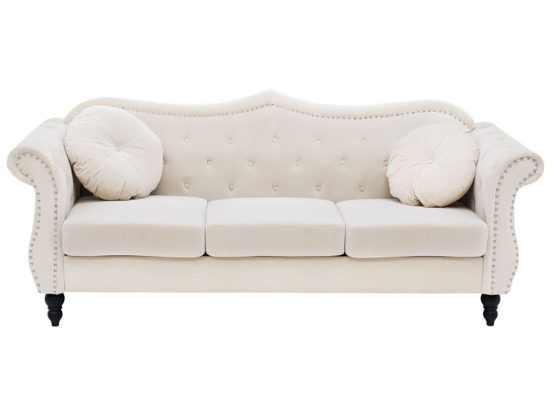 Sofa 3-osobowa welurowa beżowa Skien 1 szt.