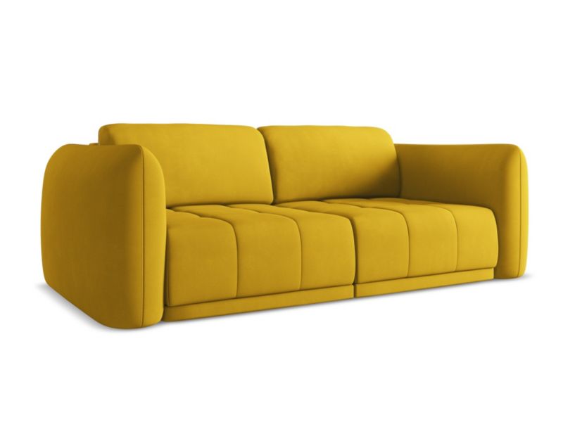 Kanapa 3-osobowa Makamii Hoku z tkaniny szenilowej 210x105 cm musztardowy 1 szt.
